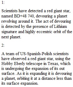 Extra Solar Planet Reading